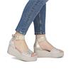 Rieker Wedge Velcro Ankle Strap Sandal - Beige Metallic